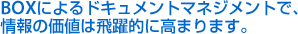 BOXによるドキュメントマネジメントで、情報の価値は飛躍的に高まります。