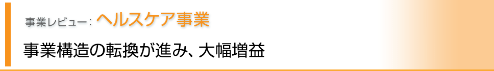 事業レビュー ヘルスケア事業 事業構造の転換が進み、大幅増益
