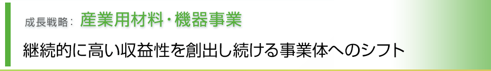 成長戦略：産業用材料・機器事業 基本方針 持続的に高い収益性を創出し続ける事業体へのシフト