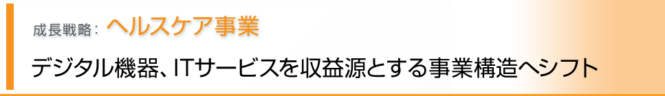 成長戦略：ヘルスケア事業 基本方針 デジタル機器、ITサービスを収益源とする事業構造へシフト