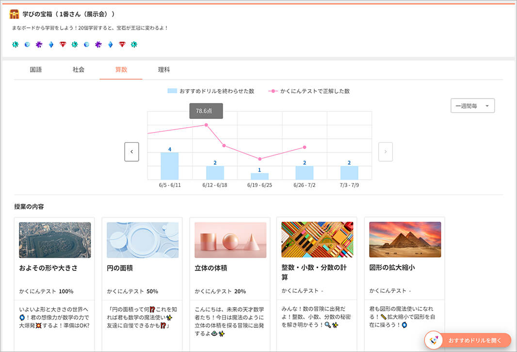 子ども用ダッシュボード「学びのきろく」のイメージ画像