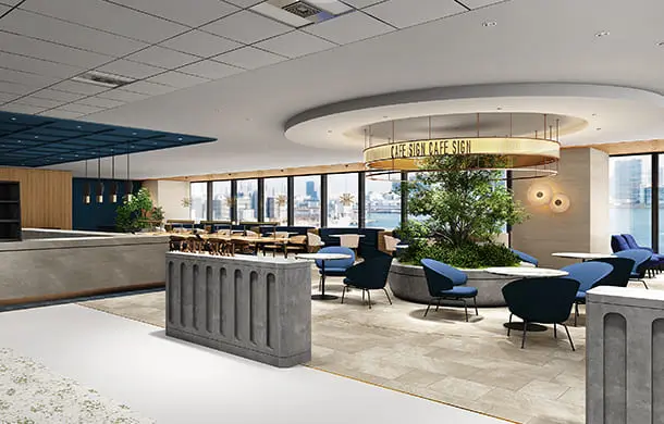 コニカミノルタジャパン新オフィスのカフェの画像