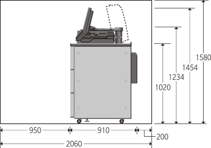 「RU-510+本体+PF-710」の寸法図
