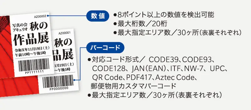 バリアブル印刷のバーコード・ナンバリングのイメージ画像