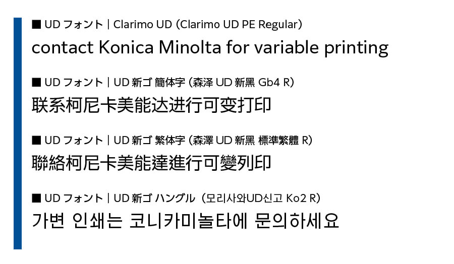 多言語でも活用できるUDフォント