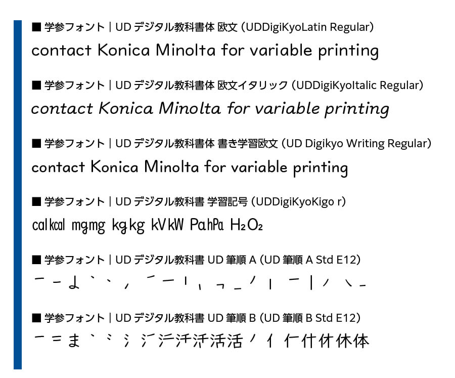 学参フォントのUD書体