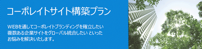 コーポレイトサイト構築プラン WEBを通してコーポレイトブランディングを確立したい 複数ある企業サイトをグローバル統合したいといったお悩みを解決いたします。