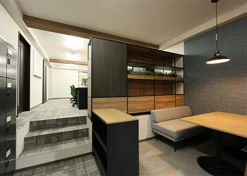 段差を活かしたスタイリッシュなオフィス