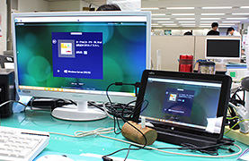 「PCログオン」のICカードとID / パスワードによる二要素認証画面