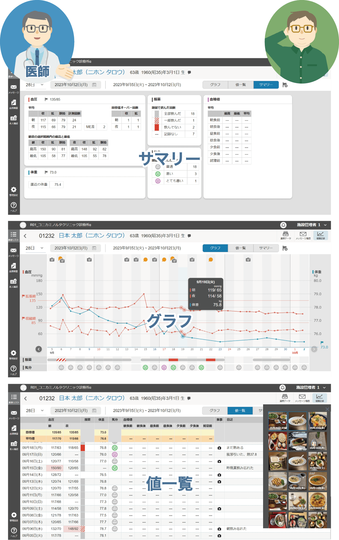 患者さんの健康記録の参照