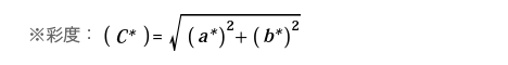 ※彩度（C*）=√(a*)2+(b*)2 です。