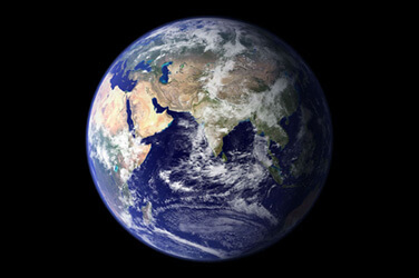 球体ディスプレイに映し出された地球のリアルなイメージ図